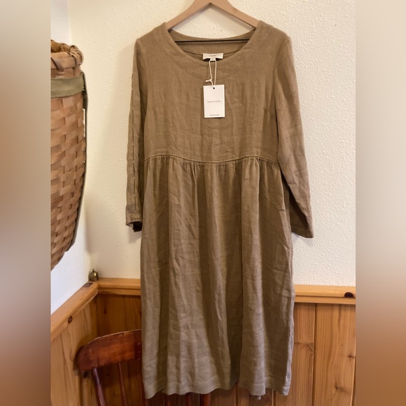 SAUTHS Gigi brown linen blend dress, size S - Picture 3 of 8